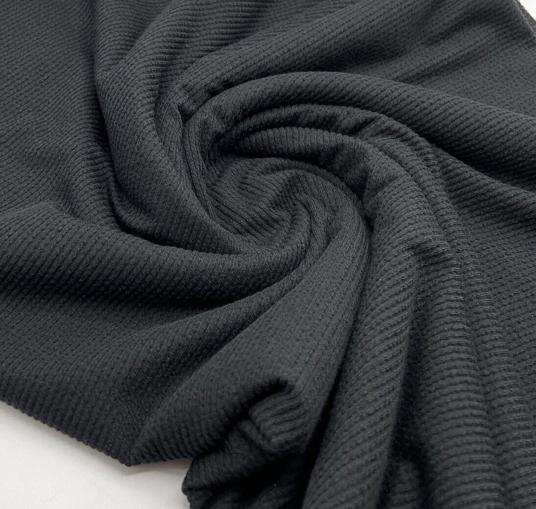 Black Crinkle Rib Stretch Fabric - T9 Fabrics
